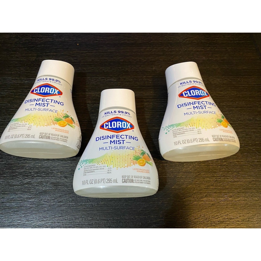 Lot of 3‎ Clorox Disinfecting Mist Lemongrass Mandarin Disinfecting Refill 10oz